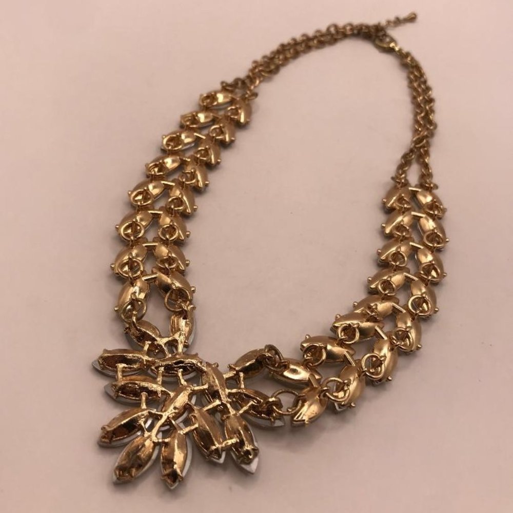 Gold-Tone & Faceted Gems Statement Necklace - Picture 6 of 10